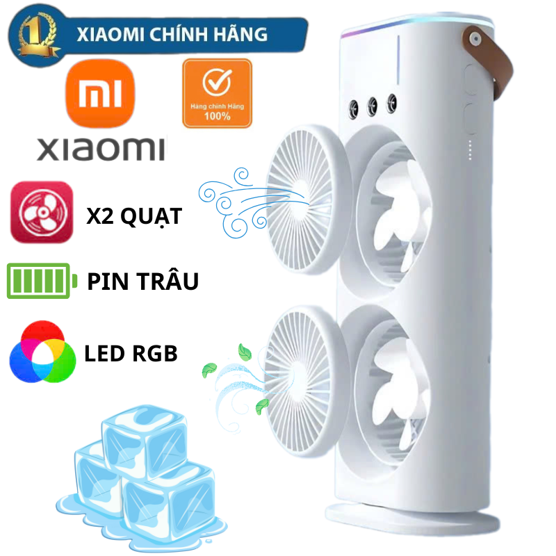 All Xiaomi MALL Việt NAM QUẠT PHUN SƯƠNG ĐỂ BÀN ,Quạt Điều Hòa Tích Điện Phun Sương Để Bàn 2 Tầng Gió Xoay Tự Động 360 Độ Dung Lượng Pin 4000Mah ,Quạt Lạnh Làm Mát Bằng Hơi Nước ,Quạt Đá Lạnh Mùa Hè Giúp Tăng Độ Mát Giảm Nóng Nực Cho Bạn (HÀNG CHÍNH HÃNG)