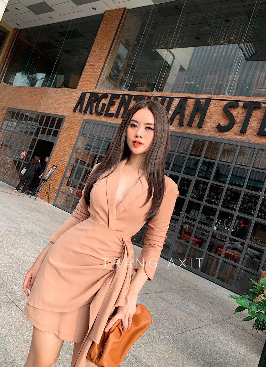 Đầm vest tà bèo tay dài - sang chảnh - quý phái - hàng thiết kế cao cấp 2020