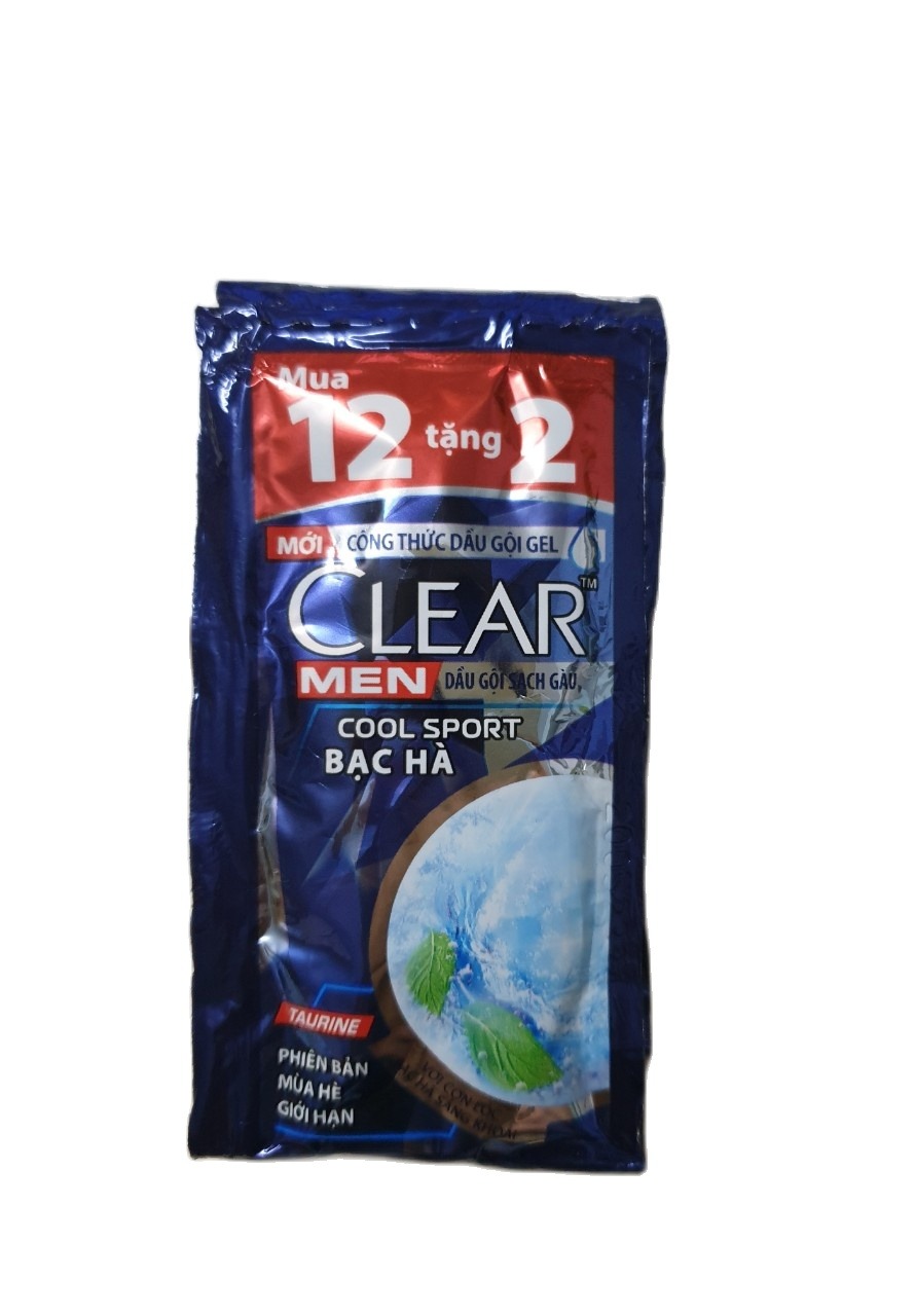 12 gói dầu gội clear men bạc hà mát lạnh