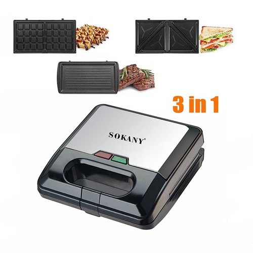 [CHÍNH HÃNG]Máy làm bánh mì,máy làm đồ ăn sáng Máy kẹp nướng bánh mỳ Sandwich 3 TRONG 1 SOKANY- Bảo hành 12 tháng