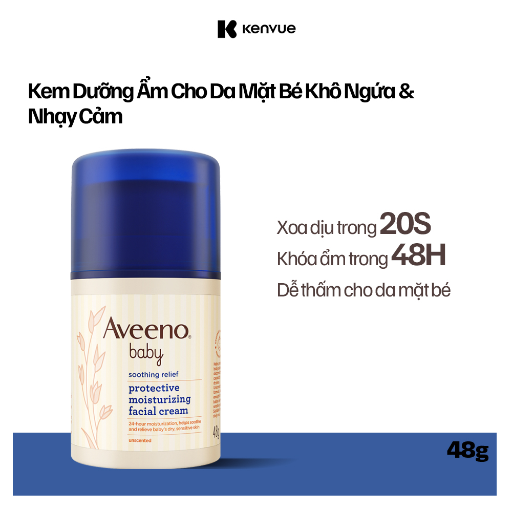 Kem dưỡng ẩm mặt làm dịu da nhạy cảm, khô ngứa Aveeno Baby Soothing Relief 48g