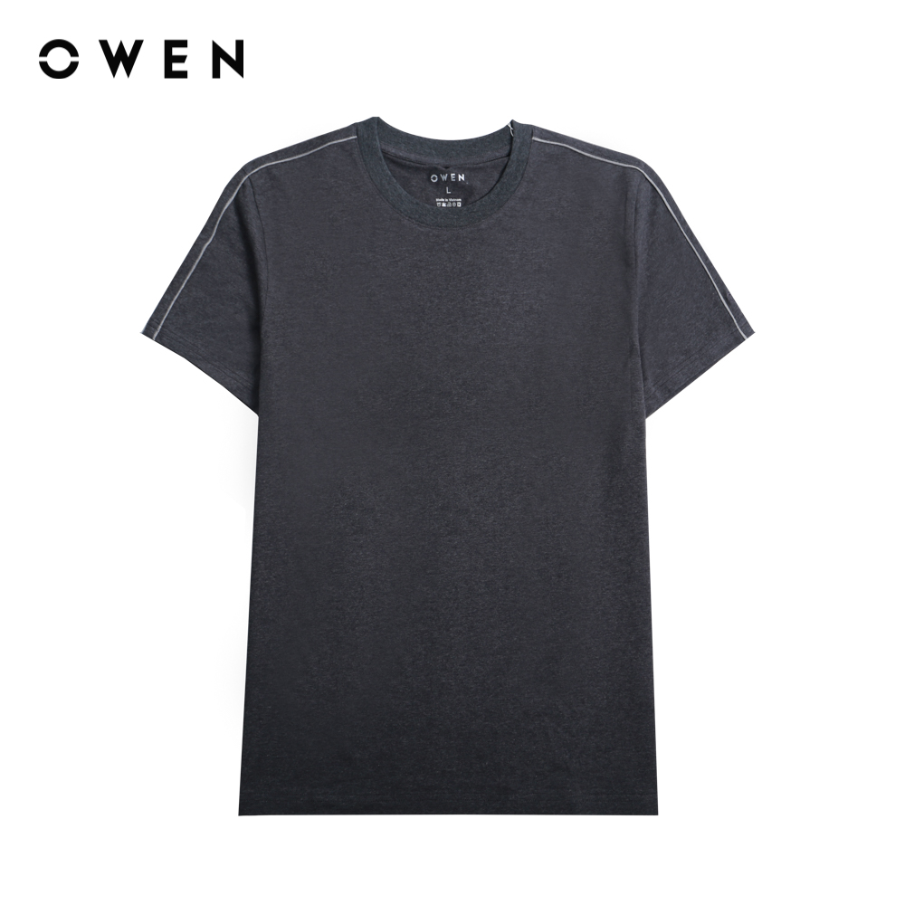 Owen - áo thun nam tshirt body fit tsn221563 màu đen chất liệu cotton modal