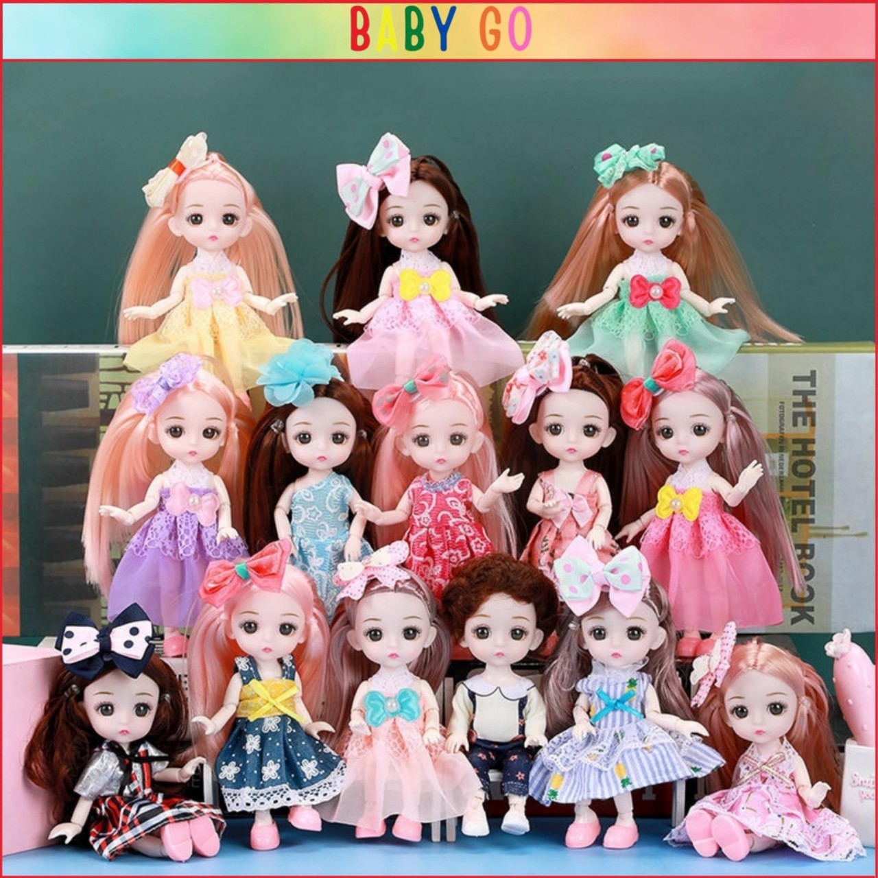 Búp bê baboliy bjd, đồ chơi búp bê công chúa mini có khớp giá rẻ cao 17cm BabyGo