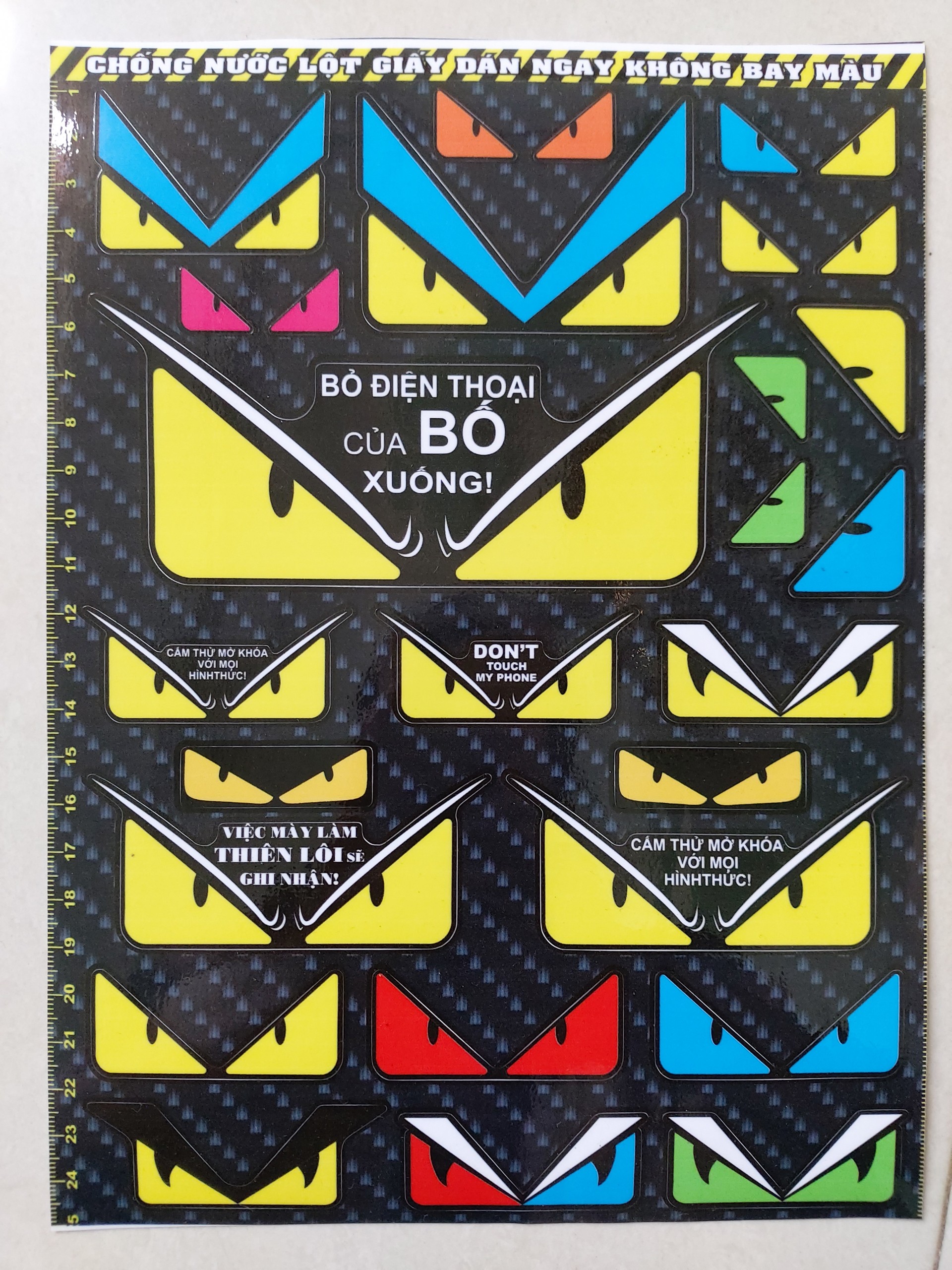 tem logo mắt cú trọn bộ vui nhộn 18x25cm