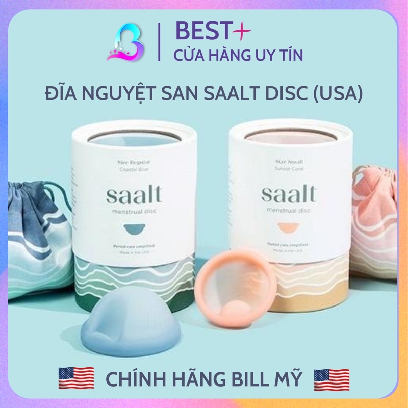 [Made in USA] Đĩa Nguyệt San Saalt Disc, Silicone Y Tế Cao Cấp, Ngăn Rò Rỉ Cao, Có 2 Size Regular 50ml & Small 30ml