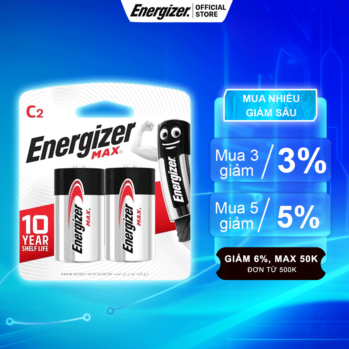 Pin c energizer max e93 bp2 - hàng chính hãng