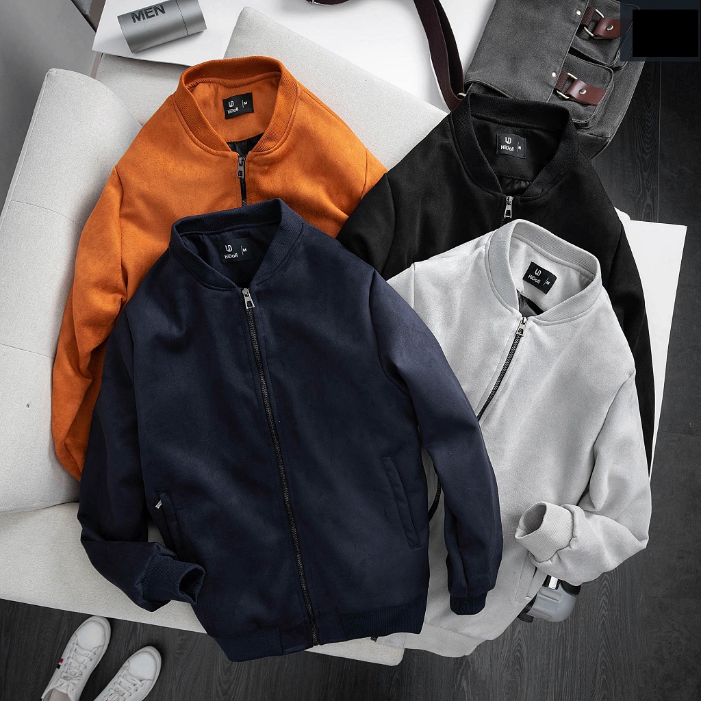 Áo khoác bomber nam da lộn, áo bomber nam form rộng phong cách ulzzang 98WEAR