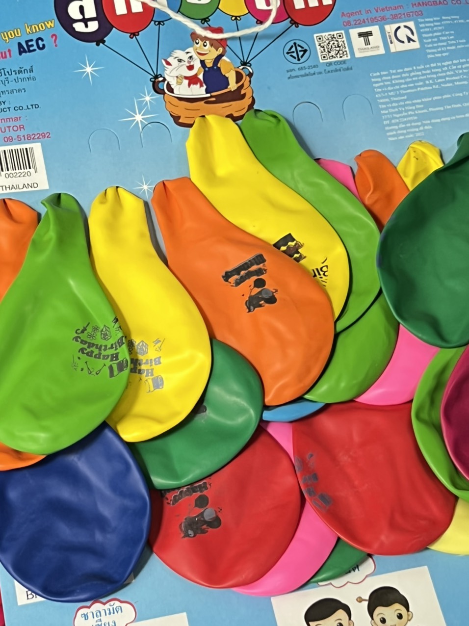 Vỉ 22 trái bong bóng Thái Lan in Happy Birthday chúc mừng sinh nhật