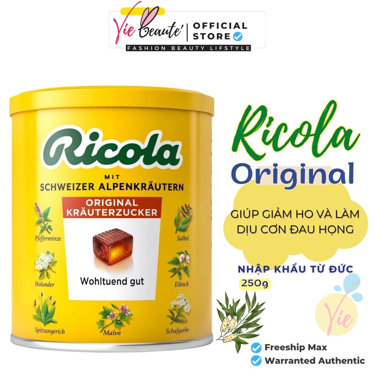 Kẹo ngậm Ricola Original Đức Hộp 180 Viên Ricola Kẹo Ngậm Ho Thảo Dược 250g