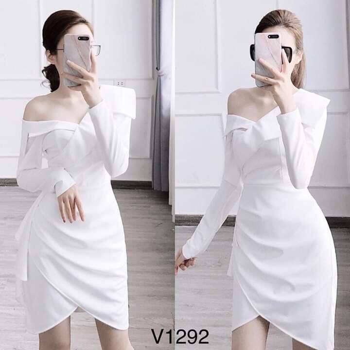 Đầm body dự tiệc trắng - lệch vai - siêu sang cho quý cô