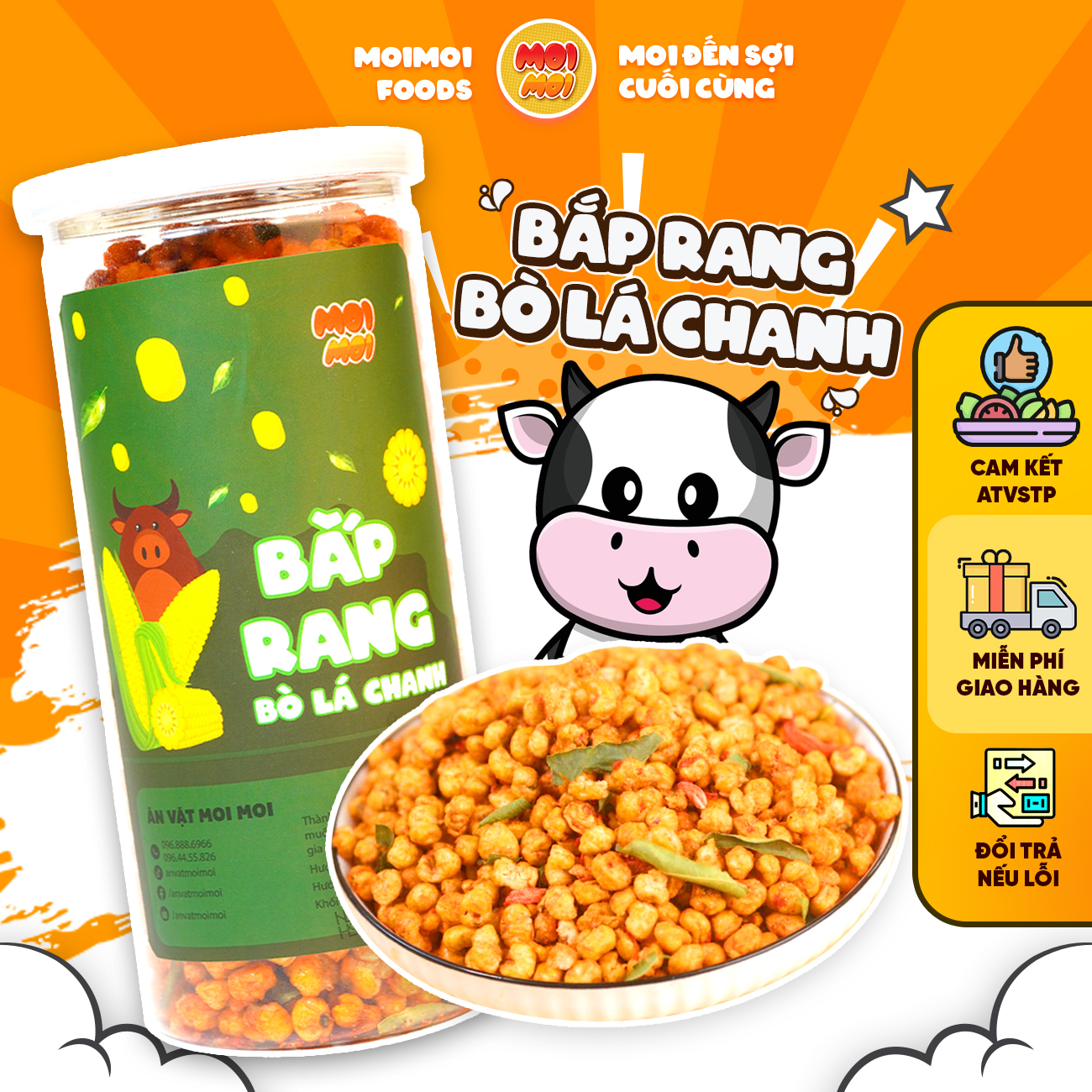 Ngô sấy giòn bò khô lá chanh MoiMoi đồ ăn vặt Hà Nội 350g- Đồ ăn vặt MoiMoi