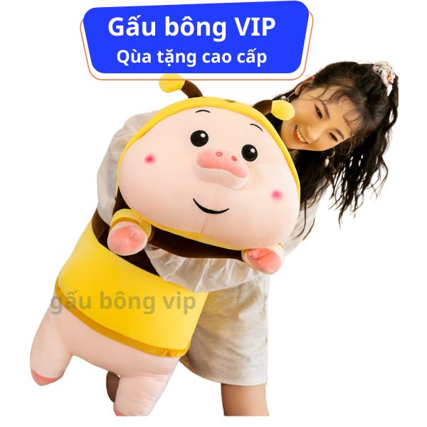 Gấu Bông Heo Ong Vàng Size 1m2 To Khổng Lồ Gấu Bông VIP TPHCM, Thú Bông Heo Cosplay Ong Vàng, Heo Bông Nằm Cosplay Ong, Gối Ôm Đồ Chơi Qùa Tặng Cao Cấp