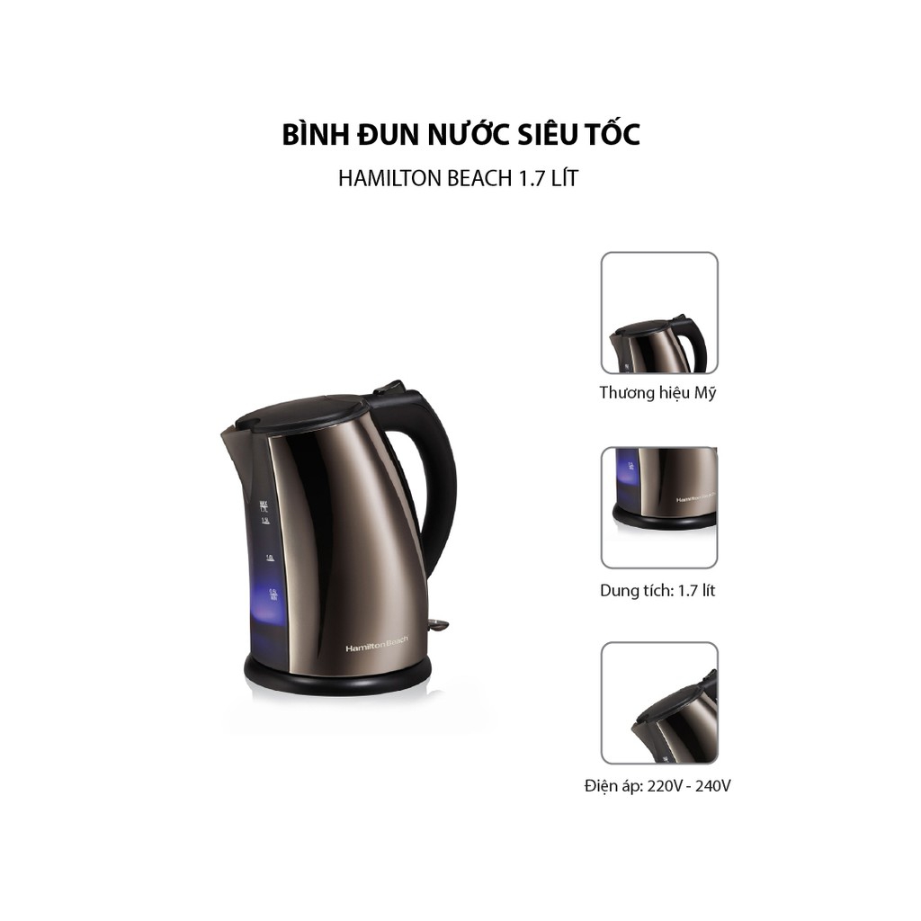 [HCM]Bình đun nước Hamilton beach 45351-IN 1.7L (Nâu)