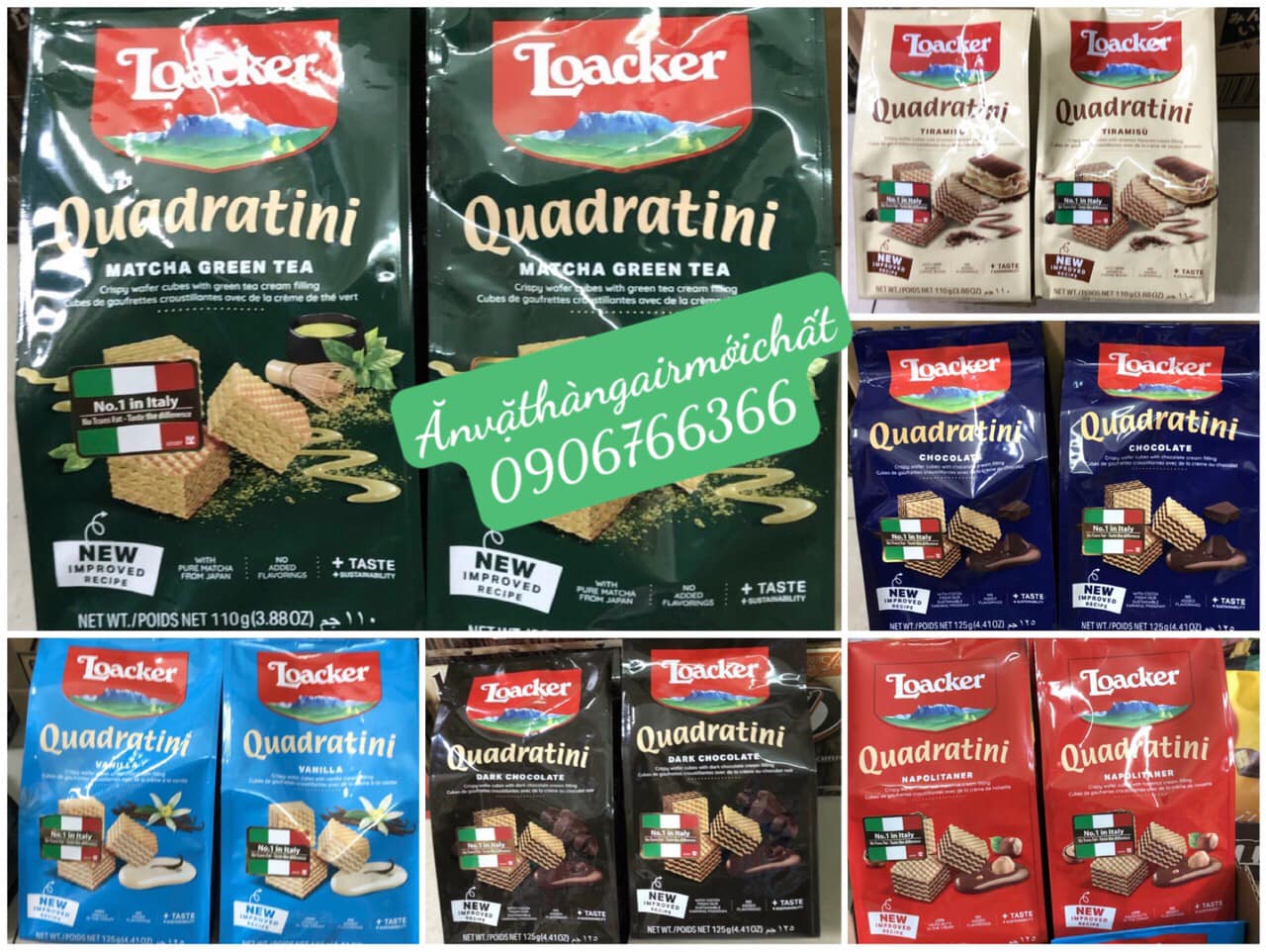 Bánh xốp ý loacker quadratini 125g - 8 vị