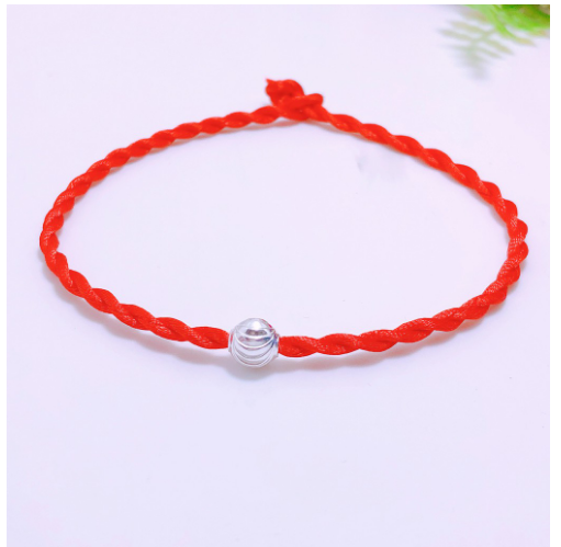 Vòng tay chỉ đỏ  mix bi bạc may mắn dây xoắn, xinh xắn