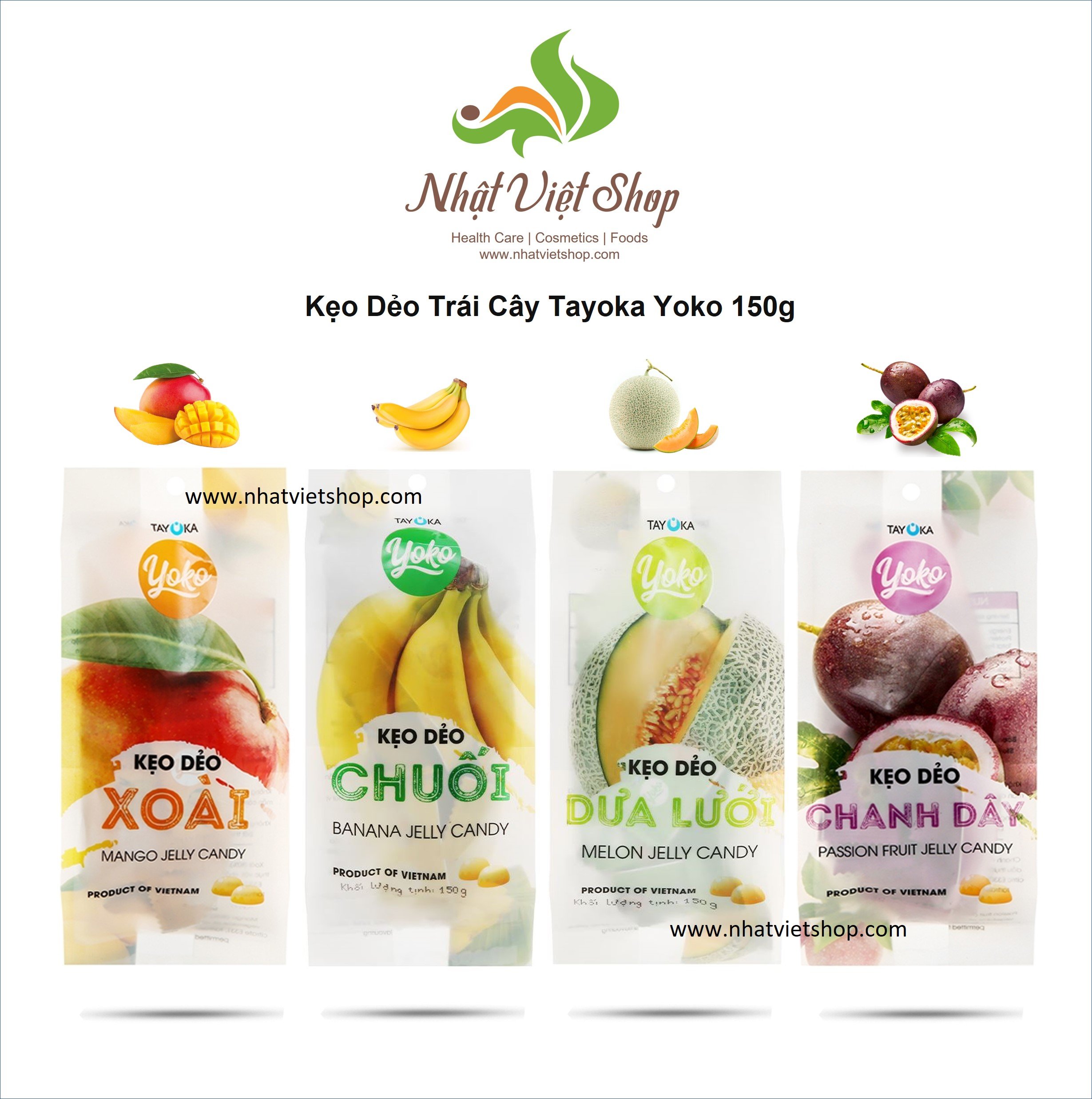 Combo 4 gói kẹo dẻo trái cây tayoka yoko 150g