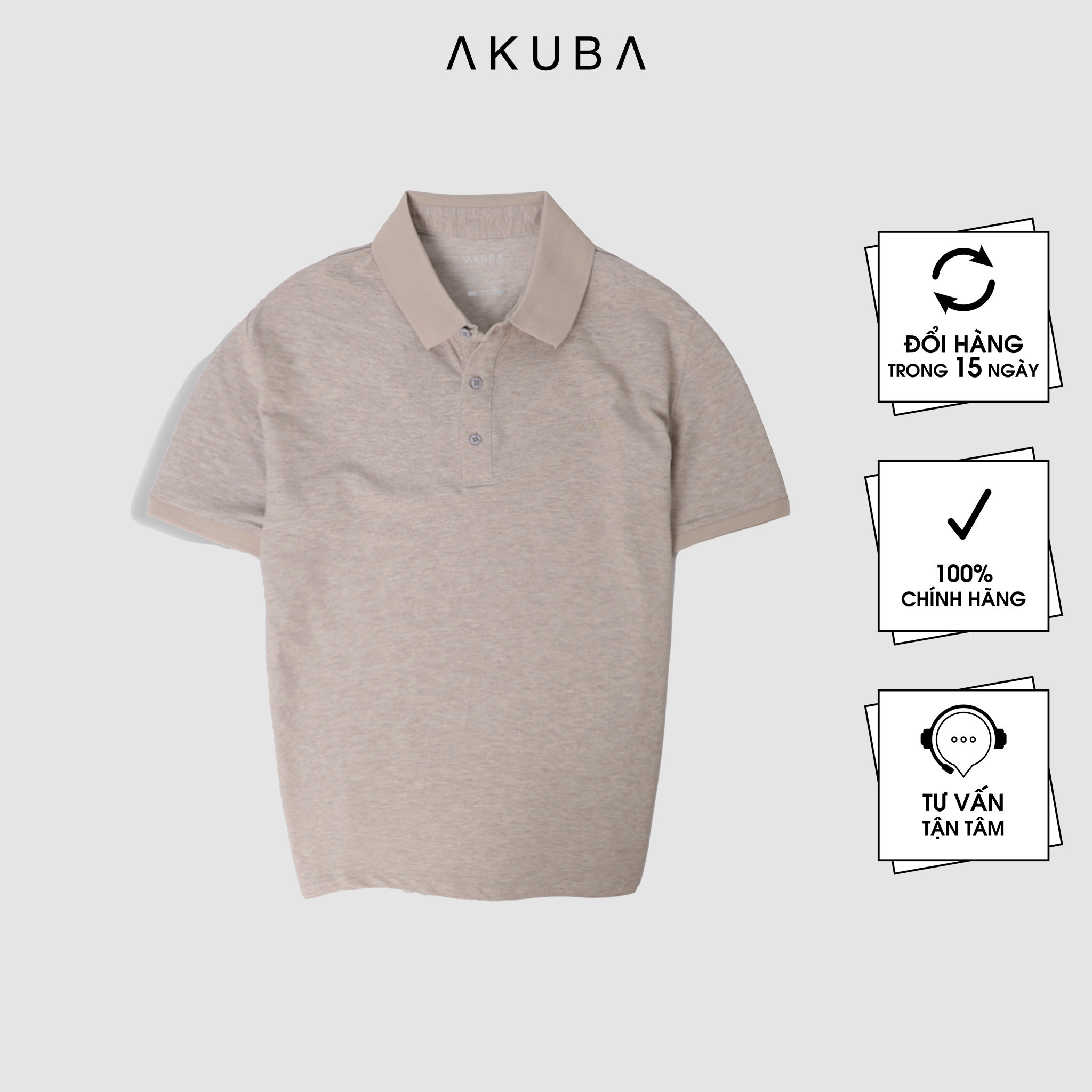 [Mua 2 Giảm 10%, Mua 3 Giảm 15%] Áo thun nam có cổ trơn cao cấp AKUBA 01J645