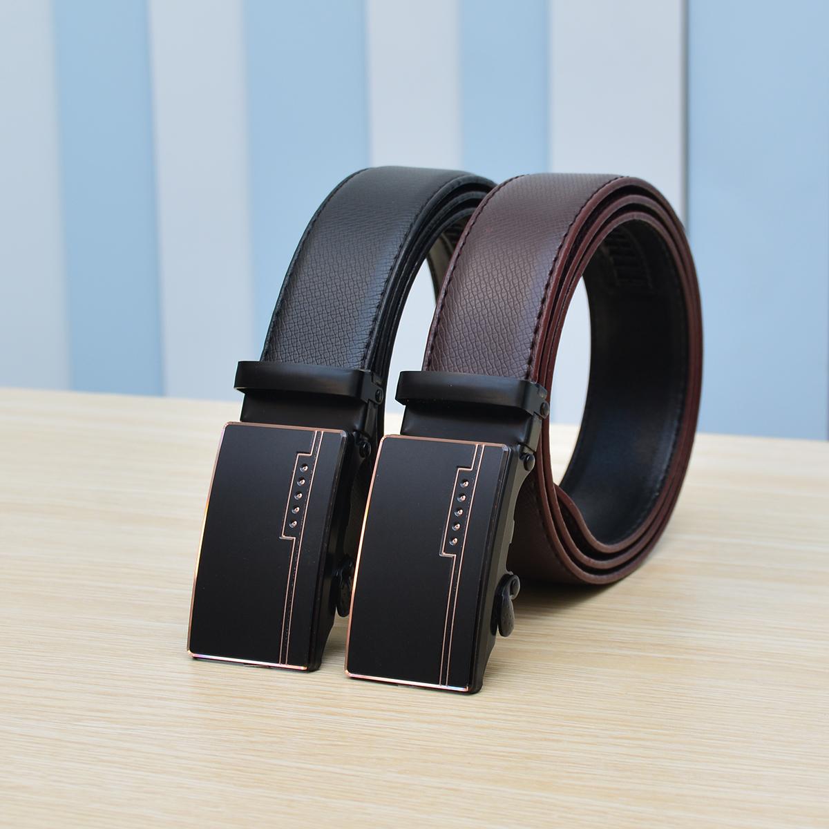 [COMBO] 2 Dây Thắt Lưng,Dây Nịt Nam Cao Cấp May Viền 2 Bên SHAKA (Đen - Nâu) sk2112