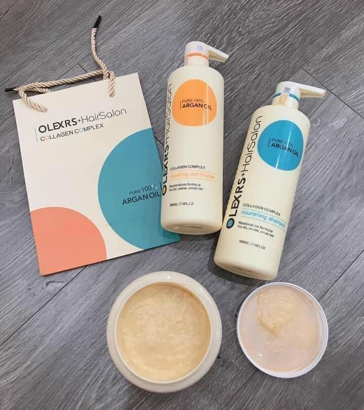 CHÍNH HÃNG Dầu Gội Xả Olexrs Argan Oil Collagen Hair Salon 500ml 960ml Olexrs Hairsalon và Hấp ủ phục hồi Olexrs Hàng có gân gạch trên thân chai