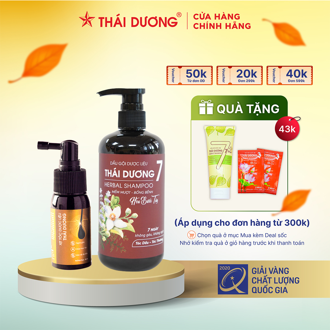 Bộ Sản Phẩm Dành Cho Tóc Rụng - Dầu Gội Dược Liệu Thái Dương 7 480Ml & Xịt Tóc Thái Dương 30Ml