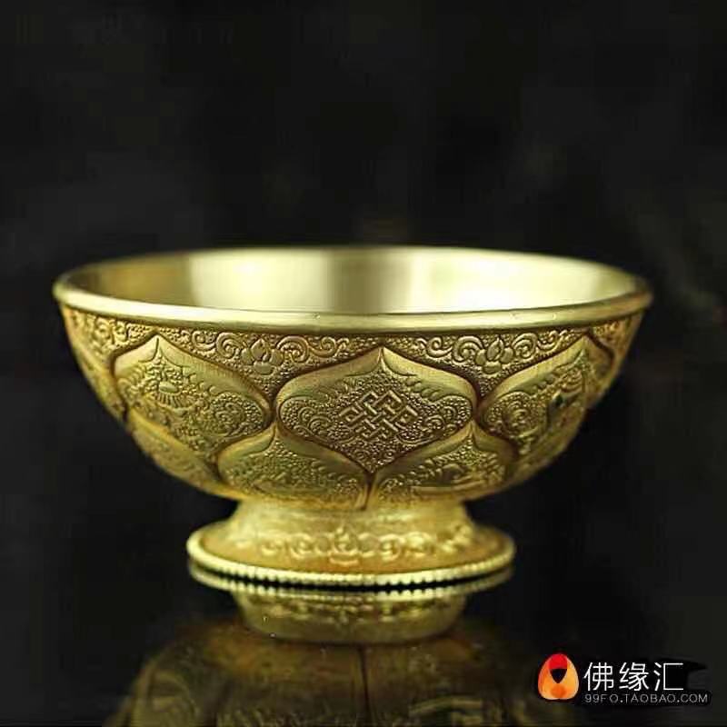 Chén đồng hoa sen 8 cát tường