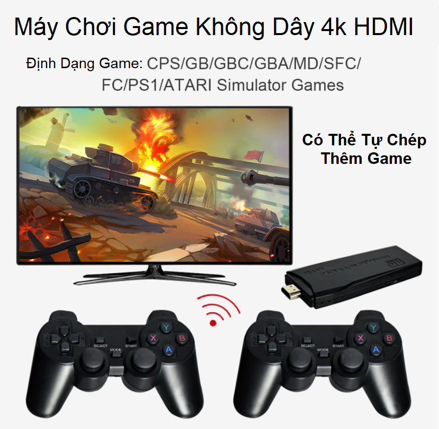 Máy chơi game điện tử 4 nút game stick hdmi ps3000, tích hợp hơn 3500+ game, kết nối cổng hdmi - chip xử lý hình ảnh 4k ultra hd - bảo hành 12 tháng -