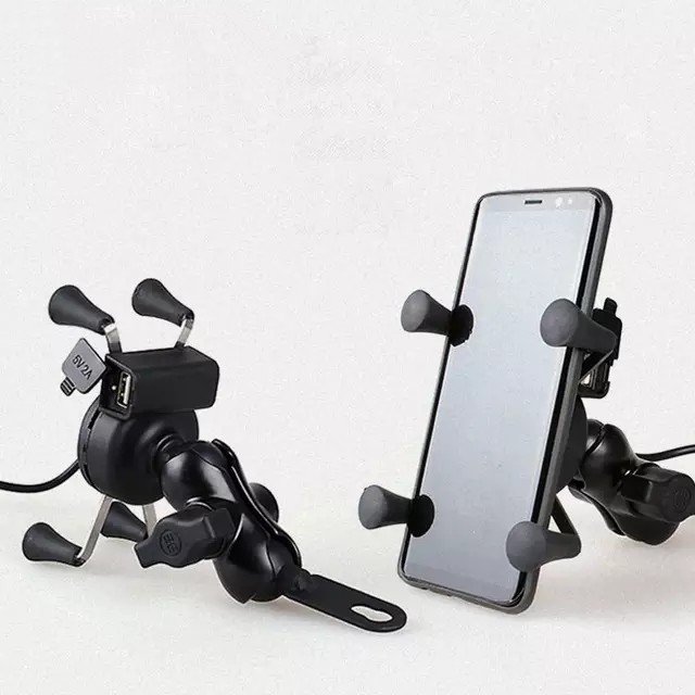 Giá đỡ kiêm sạc điện thoại xe máy - có cổng sạc USB