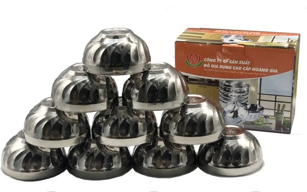 Combo 10 chén xoắn inox cách nhiệt 11.5 cm Hoàng Gia