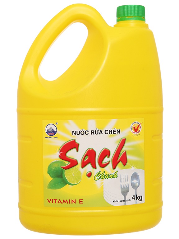 Can nước rửa chén net sạch 4kg vitamin e hương chanh/ trà xanh