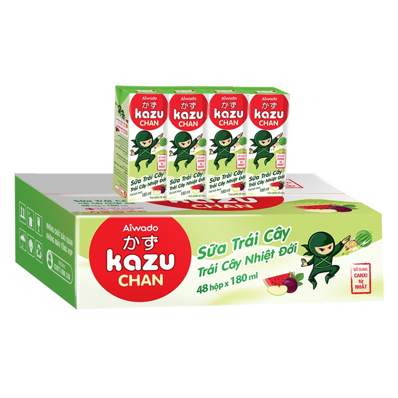 Aiwado Kazu Chan - Sữa trái cây hương trái cây tổng hợp tự nhiên  lốc 4