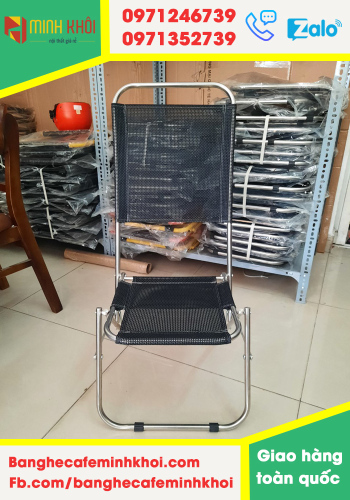 Ghế xếp cafe inox lưới dày 4.4