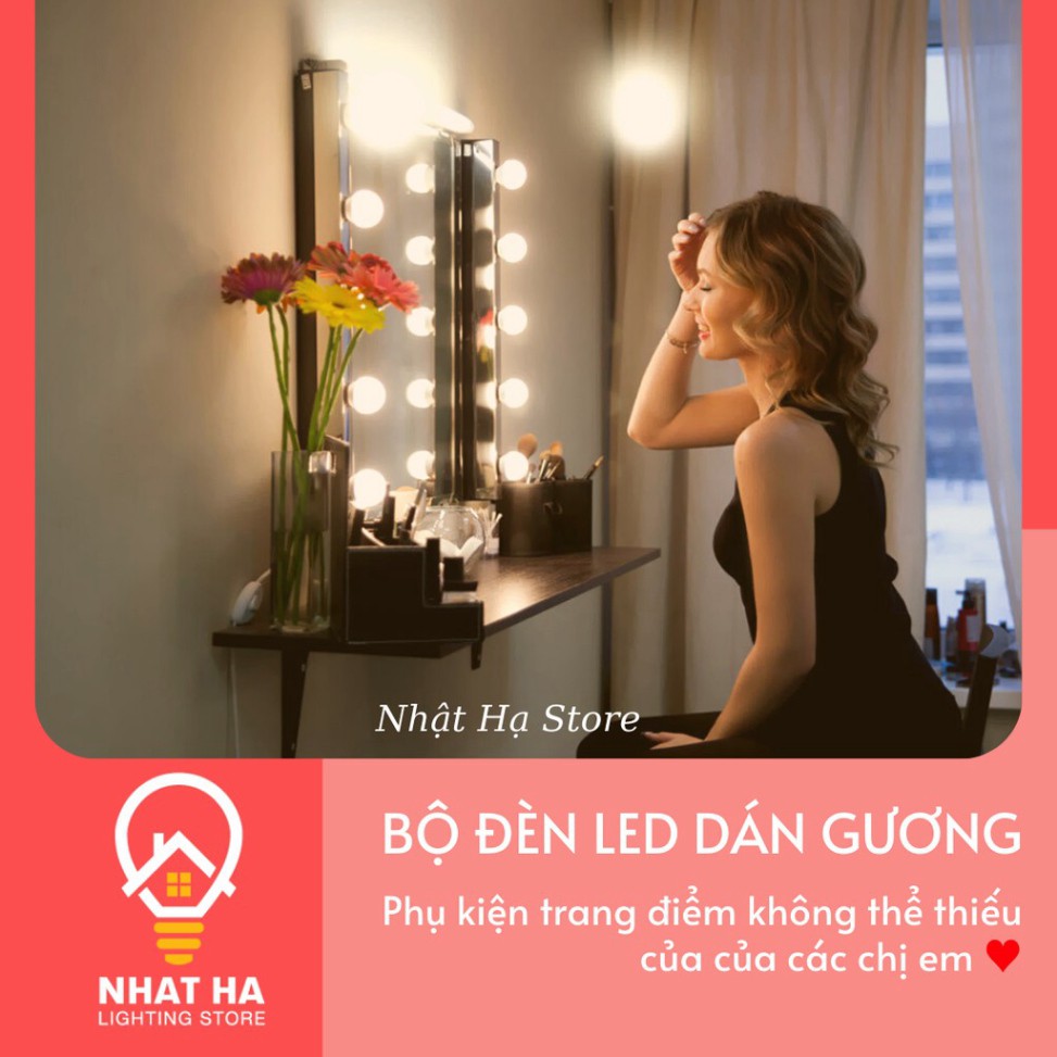 Bộ 10 Bóng Đèn Led FREESHIP Bóng Đèn Led Gắn Gương Bàn Trang Điểm BL030, Trang Trí Gương, Tăng Giảm Ánh Sáng 5 Chế Độ