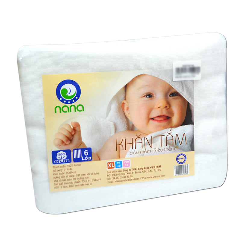 Khăn tắm xô cao cấp nana 6 lớp 75x90cm cho bé