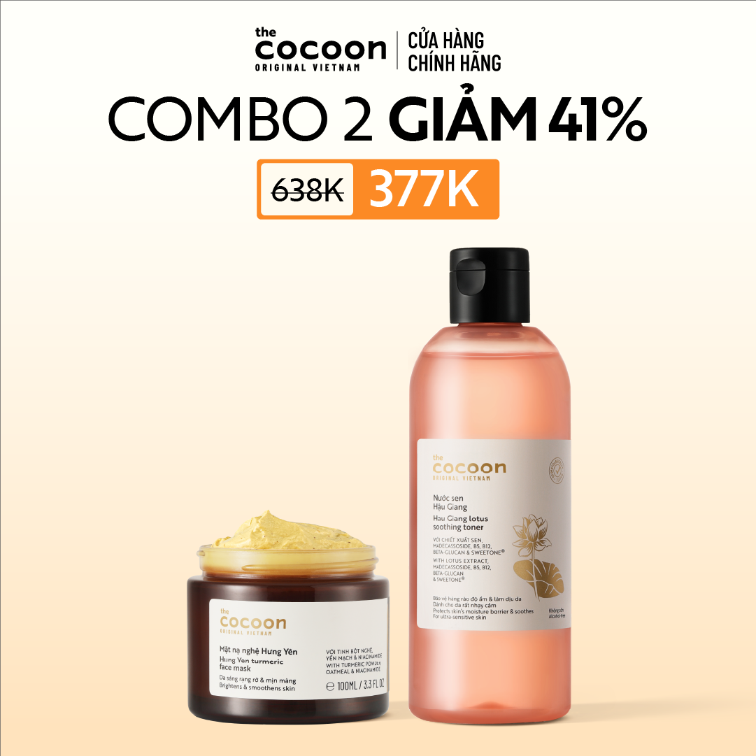 COMBO 1 Mặt nạ nghệ Hưng Yên Cocoon 100ml + 1 Bigsize Nước Sen Hậu Giang 310ml