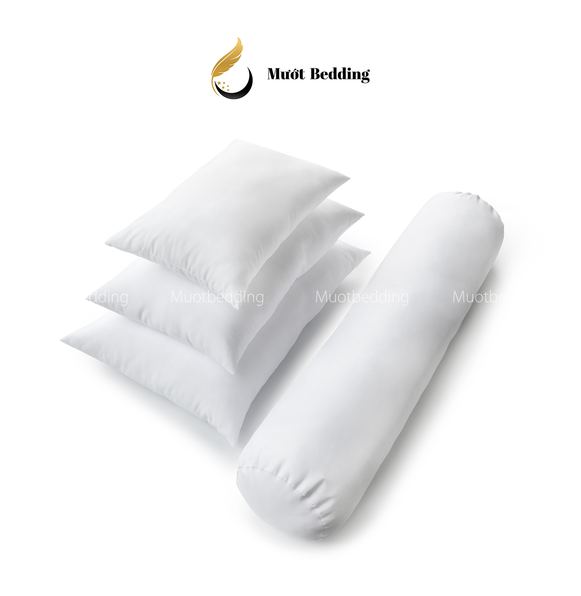 Gối nằm, ruột gối gòn lông vũ cao cấp đầy đủ size 40x60, 50x70, gối ôm Mướt bedding