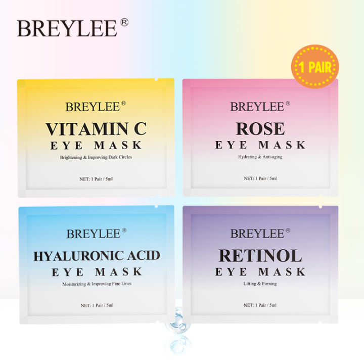 Mặt nạ mắt BREYLEE Collagen/Vitamin C/Hyaluronic Acid/Retinol/hoa hồng xóa quầng thâm chống nhăn dưỡng ẩm làm sáng vùng mắt cho mọi loại da 5ml-INTL