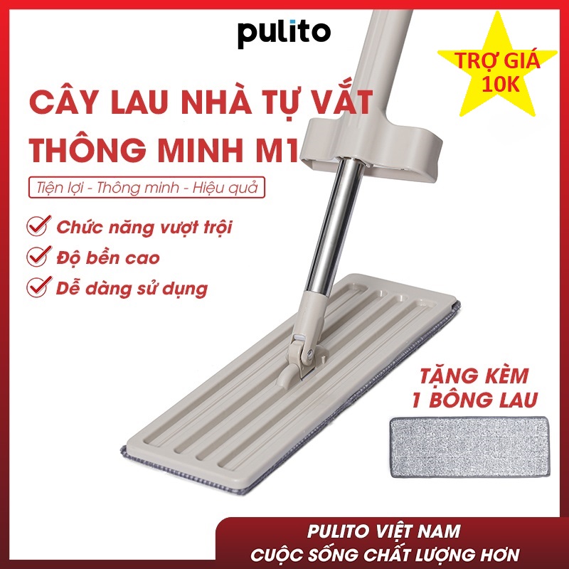 Chổi lau nhà phun sương, tự vắt thông minh PULITO vệ sinh nhà cửa với đầu xoay 360 độ tiện dụng Tặng Thêm