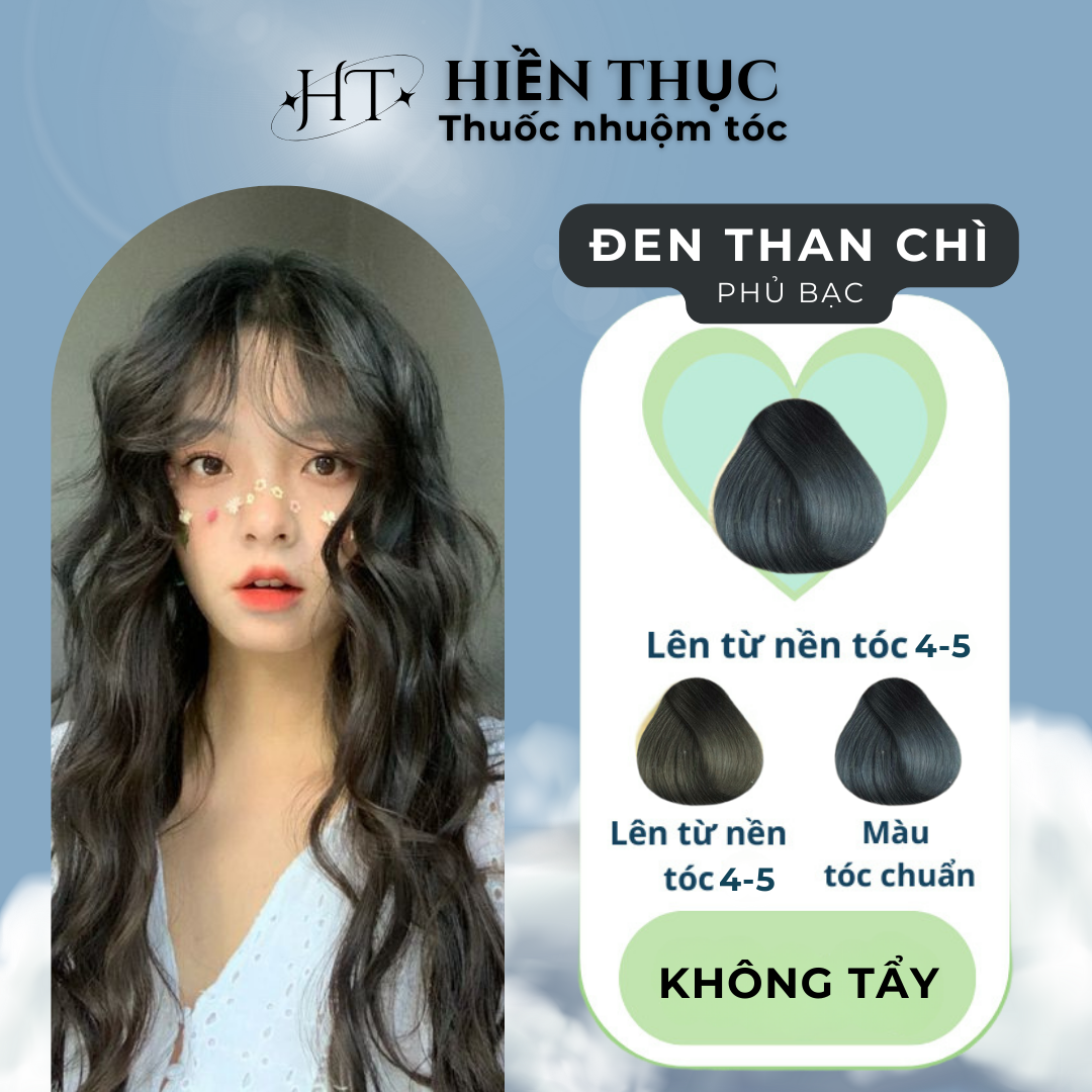 Thuốc nhuộm tóc màu Đen Than Chì tặng kèm dụng cụ nhuộm tóc | Thuốc nhuộm tóc Hiền Thục