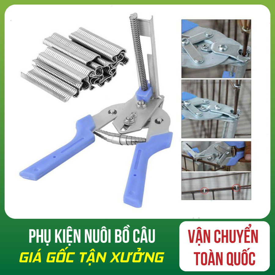 Combo 1 kìm băng và 5 hộp ghim lồng bồ câu lồng gà lồng thỏ công nghiệp - kìm ráp lồng gà - kìm ráp lồng thỏ - kìm ráp lồng bồ câu - ghim lồng