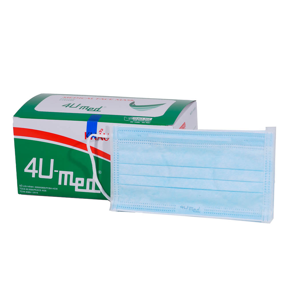 [HCM]Khẩu trang y tế 4U hộp 50 cái ( màu sắc Trắng và Xanh )