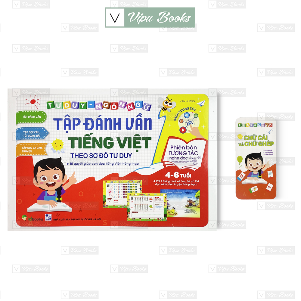 [PHIÊN BẢN ÂM THANH] Tập Đánh Vần Tiếng Việt + Bộ Thẻ Ghép Vần Cho Bé 4-6 Tuổi - Tư Duy Ngôn Ngữ Cho Bé - Sách Đánh Vần Tiếng Việt