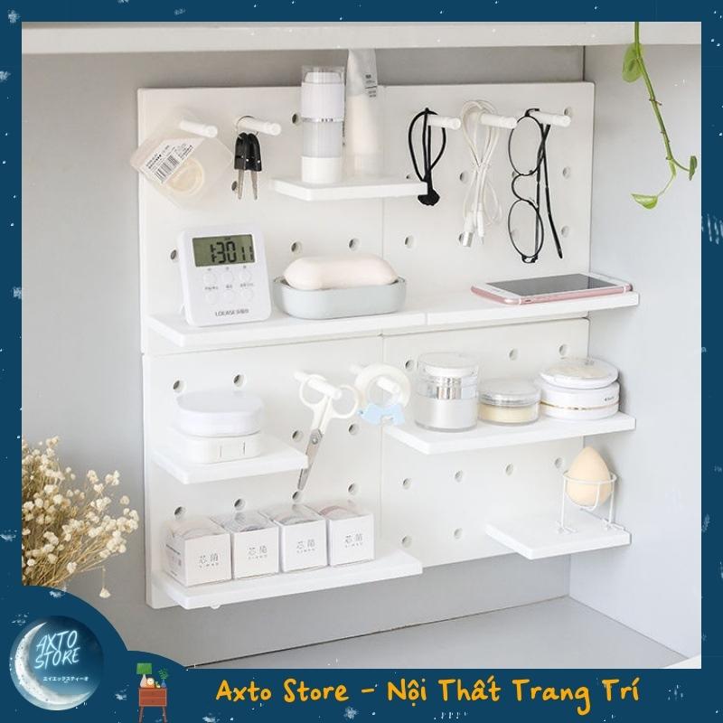 Bảng lỗ dán tường Pegboard có kệ treo tường kèm theo bảng kích thước 22x22