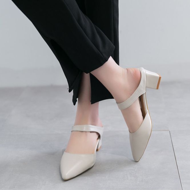 Giày Cao Gót 5p Phân Đế Vuông Bít Mũi mã MAC23 - Giầy Cao Gót Mũi Nhọn 5Cm