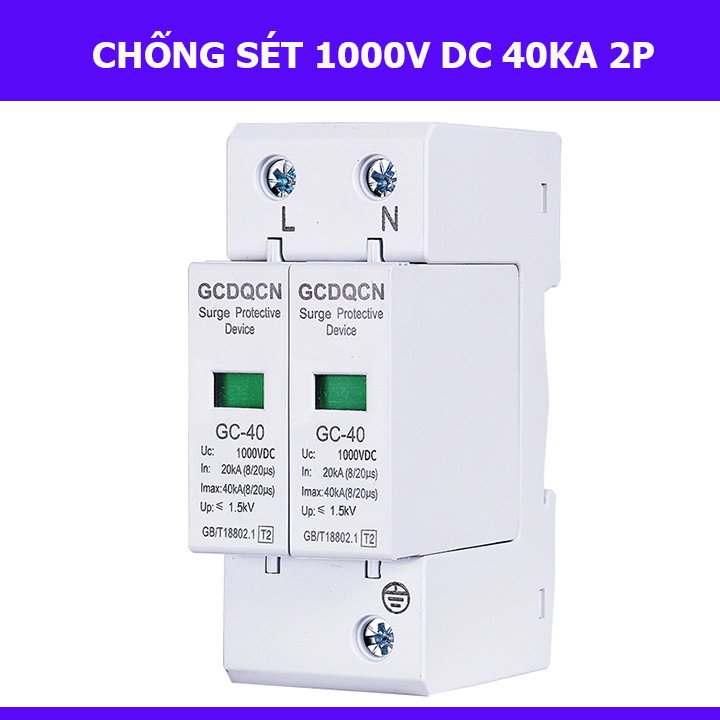 Bộ chống sét cho điện 1 chiều DC 1000V 2P 40KA GECHELE chống sét lan truyền
