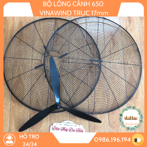 Lồng và cánh quạt công nghiệp 650 hãng vinawin - lồng dài 70cm - cánh 65cm.trục 17mm. lồng cánh nhôm đúc