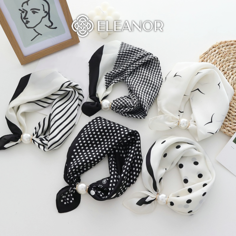 Khăn quàng cổ bandana turban Eleanor Accessories đính ngọc trai nhân tạo phụ kiện thời trang 9890