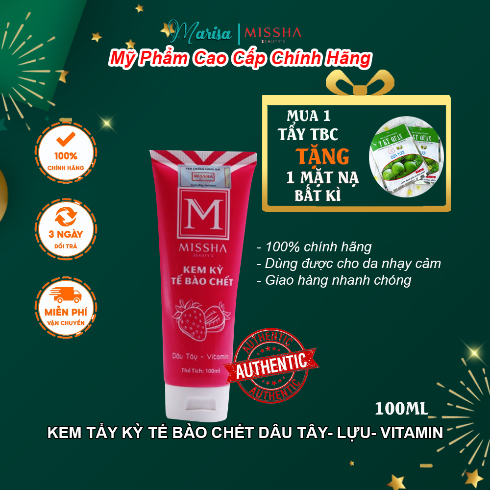 Tẩy tế bào chết toàn thân body Dâu Tây - Lựu - Vitamin Missha 100ml chính hãng cao cấp- Marisa Beauty