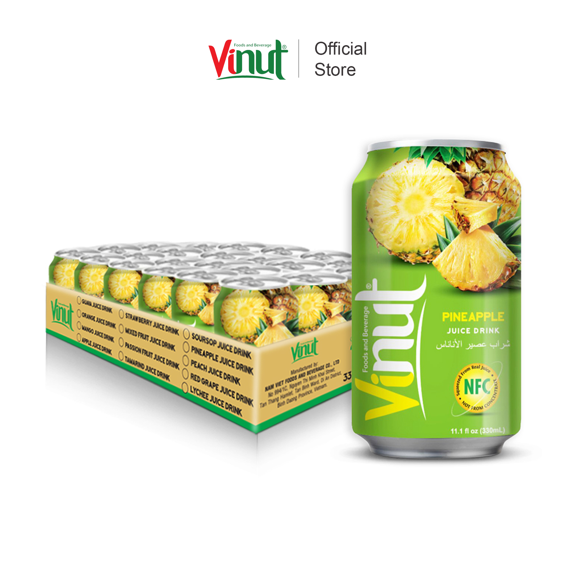 [KHAY 24 LON] Nước Ép Thơm Vinut 330ml