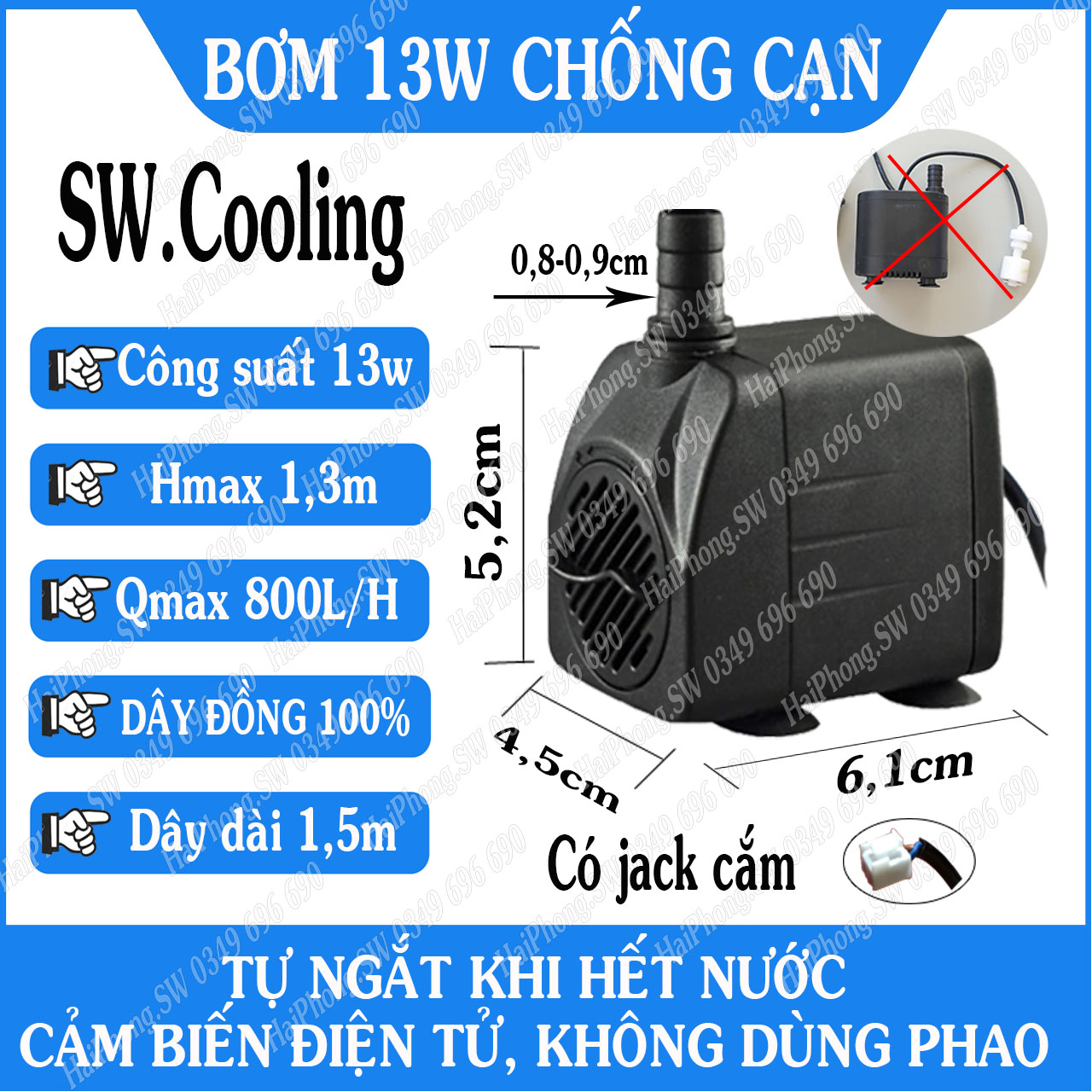Bơm chống cạn cho quạt hơi nước sử dụng cảm biến điện tử