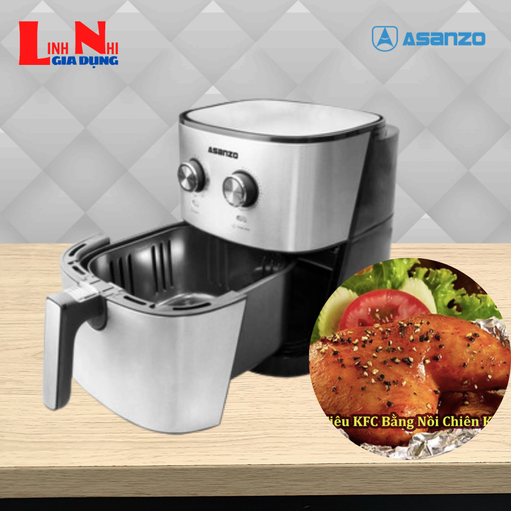 Nồi Chiên Không Dầu Papa Cook Asanzo AAF-1758 Dung Tích 5.8L- Công Suất 1700W Công Nghệ Chiên Hiên Đại Chiên Được Nhiều Loại Thức Ăn